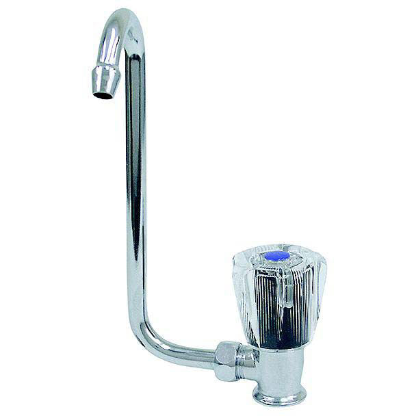 Scandvik 10056 Chrome Plated Brass Folding Cold Water Tap With Clear Acrylic Knob